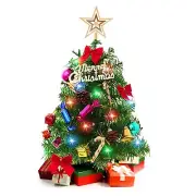 20 Inch Tabletop Christmas Tree Mini Artificial Xmas Tree with LED String Lights