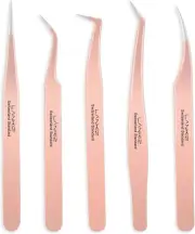 LANKIZ Eyelash Extension Tweezers Set 5 PCS for Volume Lash Extensions Stainless