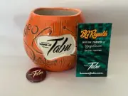 House of Tabu Gamma Gamma Hey v2 Coconut Tiki Mug Atomic Pattern Atomic Orange