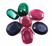 Ruby Emerald &Sapphire Natural Certified Loose Gems Mix Cut Stone 100 Ct LOT AAM