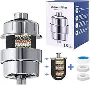 15-Stage Shower Head Filter Bath Hard Water Filters KDF Vitamin C Filters Chlorine Remover-1 Cartridges Included -Consistent Water Flow Showerhead Filter