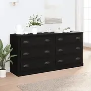 Black Sideboards with Storage Cabinets for Kitchen, Dining Room Furniture, Engineered Wood Sideboard, Buffet Table & Bar, Modern Living Room Set