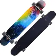 Sports Complete Longboard, ABEC-11 Silent High-Speed Bearing 46.5 Inches 7-Layer Maple Nebula Pattern Skateboard Suitable for Young Adults