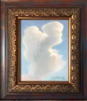 New Mexico Clouds Sky Painting original canvas Blue Sky 14"X 11" framed