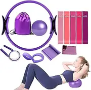Home Pilates Kit, Stretching Pilates Home Workout Kit, Gym Accessories Yoga Ring Exercise Ball Jump Rope, Workout Equipment for Women Fitness Thighs Legs Arms Training