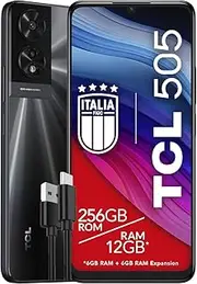 TCL 505 Smartphone 4G Display 6.75 HDplus 90Hz, 256GB, 12GB RAM, 6plus6GB RAM Expansion, 50MP Hybrid Camera, Android 14, 5010mAh Battery, Dual SIM, Space Grey, Additional USB Type-C Cable
