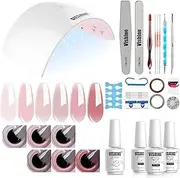 Vishine Gel Nail Polish Kit UV Light, 36W UV LED Nail Dryer Lamp, 6 Sheer Milky Pink Jelly Transparent Colors Base Top Coat Professional All-in-One Nail Art Manicure Tools