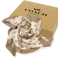 在飛比找Yahoo奇摩購物中心優惠-COACH 經典馬車LOGO100%蠶絲絲巾圍巾禮盒(花卉/