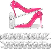 20 Pack Clear Shoe Slots Organizer - Adjustable Height 3.7''to 7.7'' Shoe stackers for a pair of shoes ,Shoe rack storage shoe space saver 50%,Easy to assemble shoe hold shoe organizer for cloest