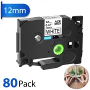 80pk TZe-R231 Ribbon Tape Compatible with Brother P-Touch PT-1000 12mm 0.47"