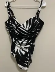 NWT, MIRACLESUIT, Women's One-Piece Black and White Swimsuit, S 12