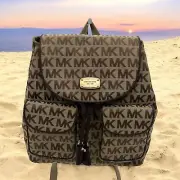 NWT MICHAEL KORS MK SIGNATURE JET SET LARGE TOP FLAP BACKPACK BAG