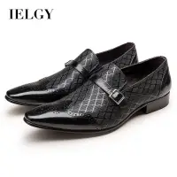 在飛比找蝦皮商城優惠-Ielgy新款男士商務皮鞋方頭皮鞋
