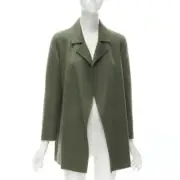 THEORY military green wool cashmere blend soft draped collar unlined coat S