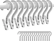 Laundry Hooks Plastic Clothes Boot Hangers Pins Super Strong Hanger Clips for Bathroom Travel Portable (White 24Pcs