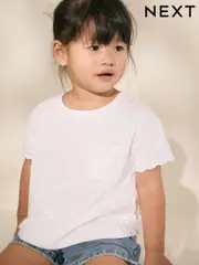 White 100% Cotton Print Short Sleeve Scallop T-Shirt (3mths-7yrs) (AD8239) | $9 - $13
