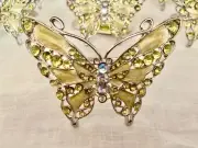 NWT Butterfly Napkin Rings Yellow Enamel w/Rhinestones Set of 6