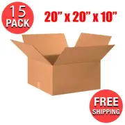 (15-Pack) 20" X 20" X 10" Cardboard Corrugated Shipping Boxes Moving Box Bundle
