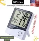 5 Piece Hygrometer Thermometer Temperature Humidity Meters HTC-1 W/Alarm Clock