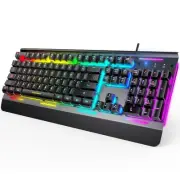 Gaming Keyboard, USB Wired Computer Keyboard, 15-Zone RGB Illumination, IP32 ...