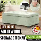 Storage Ottoman Blanket Box Linen Fabric Foot Stool Couch Bed Large LIGHT GREEN