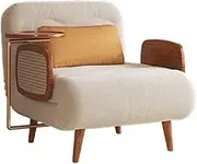 Sleeper Chair Wooden Folding Sofa Bed, Vintage Multifunctional Sofa Bed with Tray, 5-Speed Adjustable Backrest, Suitable for Living Room Compact Space Office Convertible(90cm)