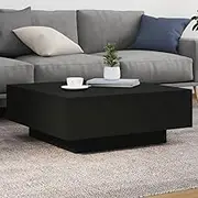 Coffee Table with LED Lights Black 80x80x31 cm Living Room Furniture