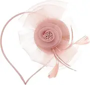 [Ipetboom] Bridal Fascinator Headband for Women Vintage Tea Party Cocktail Event Mesh Veil Accessory Elegant Plume Decor for Special Occasions Photoshoots Weddings