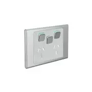 Clipsal Iconic STYL Double Switched Internal Power point with extra Switch Cover Plate Silver - S3025XC-SV