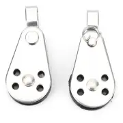 Alomejor 2pcs Sailing Pulley Heavy Duty Stainless Steel Nylon Pulleys Small HO