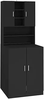 vidaXL Black Washing Machine Cabinet with Sleek Design – Durable and Sturdy with Ample Storage Space