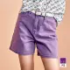 【ILEY 伊蕾】後燙鑽椰子樹刷色丹寧短褲(紫色；M-XL；1242478501)