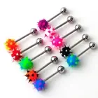 5/10Pcs Tongue Bars Stainless Steel Barbell Rings Mixed Ball Piercing Jewelry