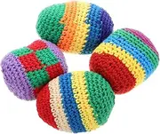 WOONEKY 4pcs Knit Ball Sacks Soft Bean Bags for Boys and Girls Crochet Kick Sacks Multicolored Toys Preschool Games Indoor Outdoor Playset