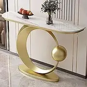 EKDJSN Console Table, Modern Entryway Table, Narrow Hallway Table, Slate Top Sofa Table, Contemporary Accent Table, with Metal Base, for Living Room, Foyer, Bedroom(Gold B,100cm/39.3in)