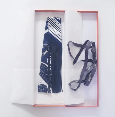 HERMES HERMÈS FOLK TWILLY FESTIVAL DES AMAZONES LEATHER FRINGE - BLEU NOIR