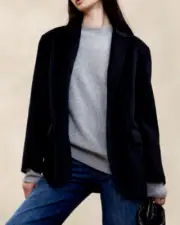 NWT!! Banana Republic RT$250 Navy Blue Nelli Oversized Double-Face Wool Blazer L
