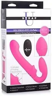 Strap U 10X Ergo-Fit G-Pulse Inflatable and Vibrating Strapless Strap-On, Pink