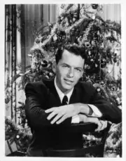 Frank Sinatra sits in front of a Christmas tree Young At Heart 1954 Old Photo