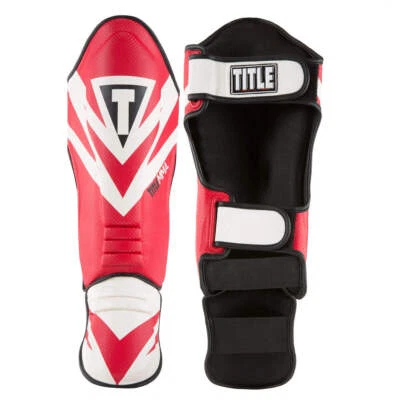 Shin Guards Title MMA Command Shin & Instep Guards Red/White/Black