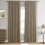 Joywell Linen Light Taupe Full Blackout Curtains 84 Inch Long 2 Panels Set fo...