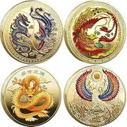 4PCS Chinese Dragon Gold Lucky Coin, Brings Good Fortune & Prosperity, Good Luck Phoenix Chinese Challenge Coin