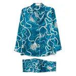 [Olivia Von Halle] Olivia Von Halle Graphic-print Silk Pajamas XS BLUE/WHITE