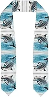 [SKKNT] Ocean Dolphin Looking At You Print Graduation Shawl Stole For Academic Commencements Honor Sash Congratulations Gift