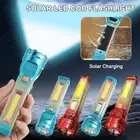 Solar Flashlight Small LED Torch Light Mini Super Bright Hot Penlight COB W3Y1