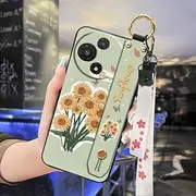 Phone Case Compatible with TCL 60R 5G, Protective Anti-dust Wrist Strap Wristband Waterproof Phone Holder Soft case Silicone Fashion Design