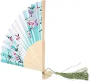Amosfun Bamboo Hand Fan Elegant Photo Prop Wedding Mini Folding Fan Portable Handheld