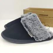 Staheekum Cordata Slipper Slides Women's Size 7 Black Leather Faux Fur Lined