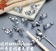 12 Pcs Metal Chinese Zodiac Animals Statue Chopstick Rest Holder Kitchen Supply