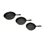 3pc Non Stick Fry Pan Iron Round BBQ Grill Frypan Cookware Skillet Camp Kitchen